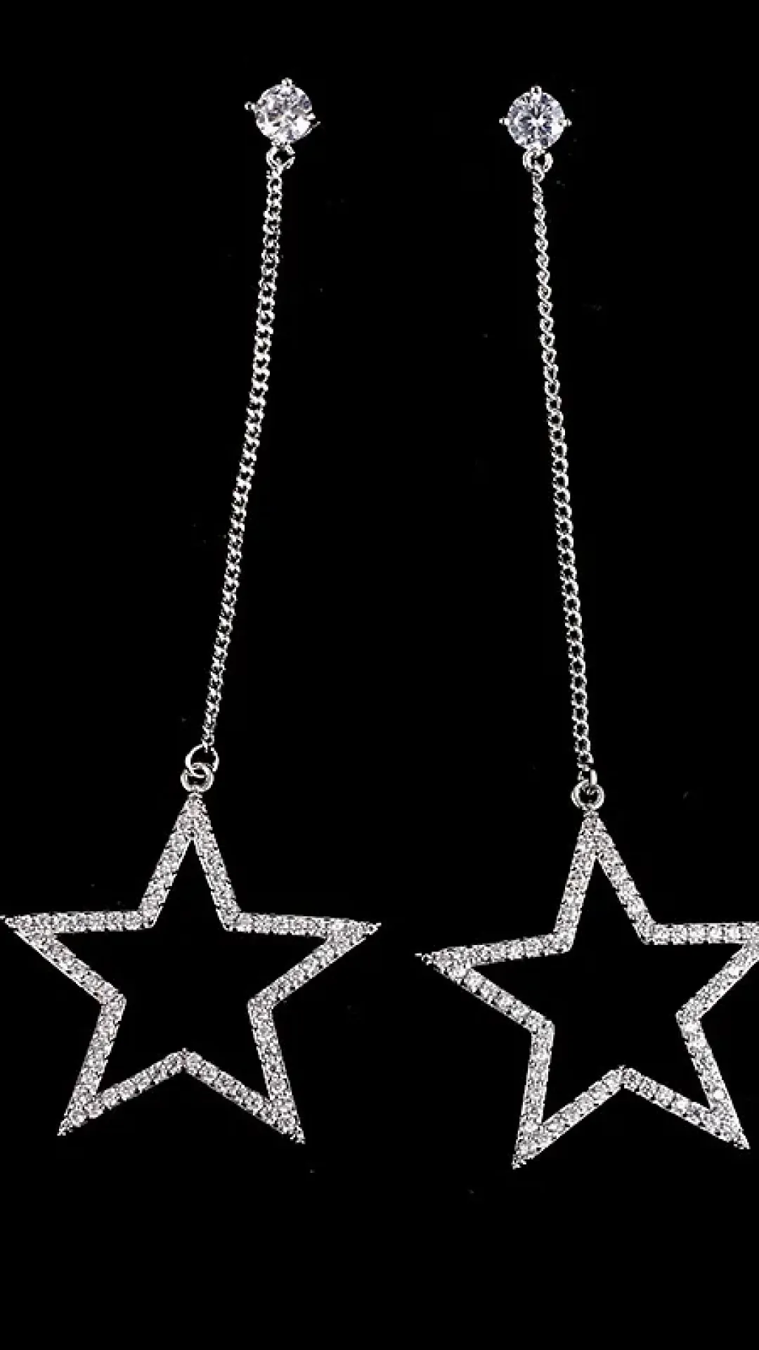 Pendientes colgantes de estrella de cobre chapado en oro blanco