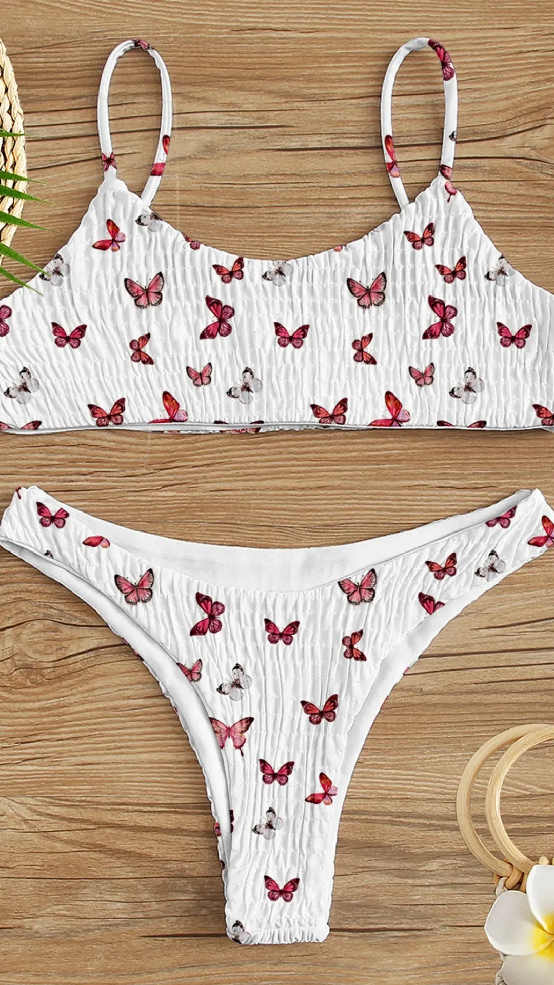 Conjunto Biquini Plisado estampado mariposas