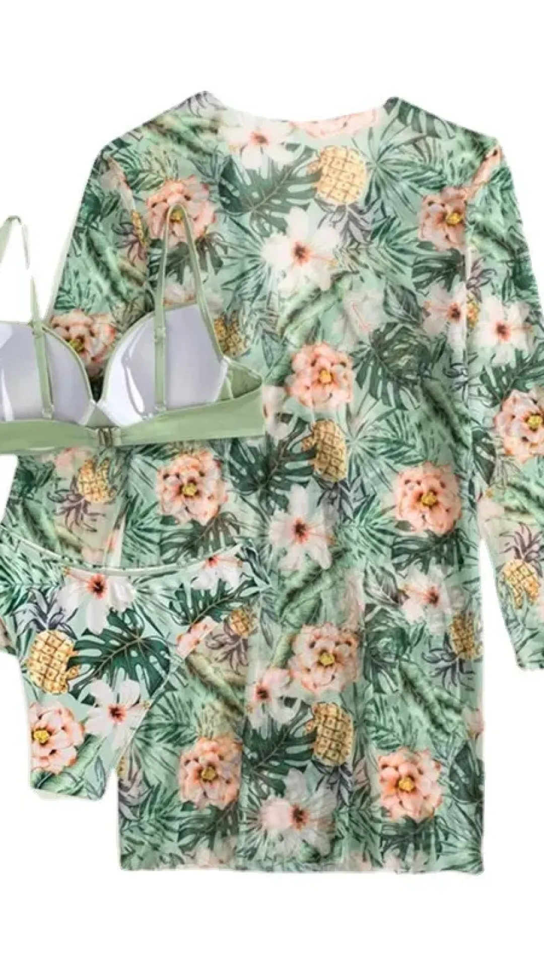 Conjunto biquini estampado flores 3 piezas